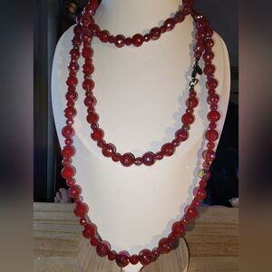 Premier Design SCARLET AB Acrylic Long Beaded Faceted Necklace 59 1/2 Inch NWOT